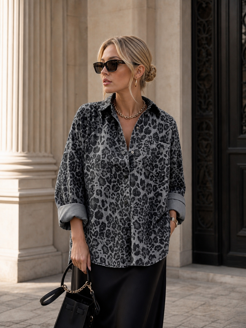 🌸🌸UTCoco Women Cotton Leopard Shacket | Oversized Button Front Shirt Jacket