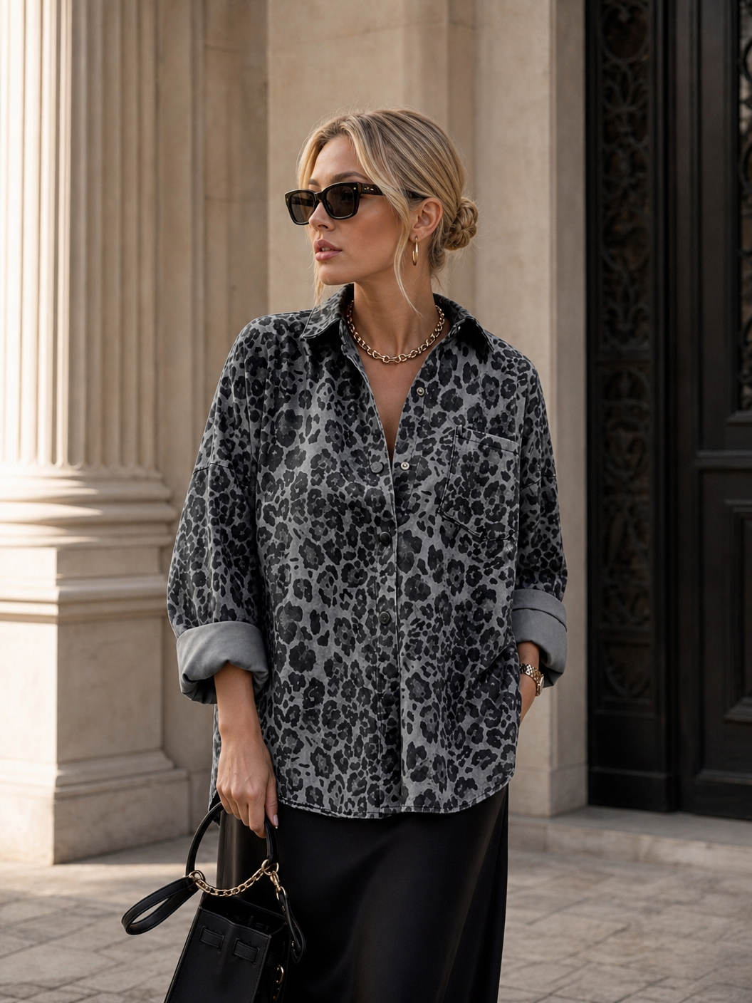 🌸🌸UTCoco Women Cotton Leopard Shacket | Oversized Button Front Shirt Jacket