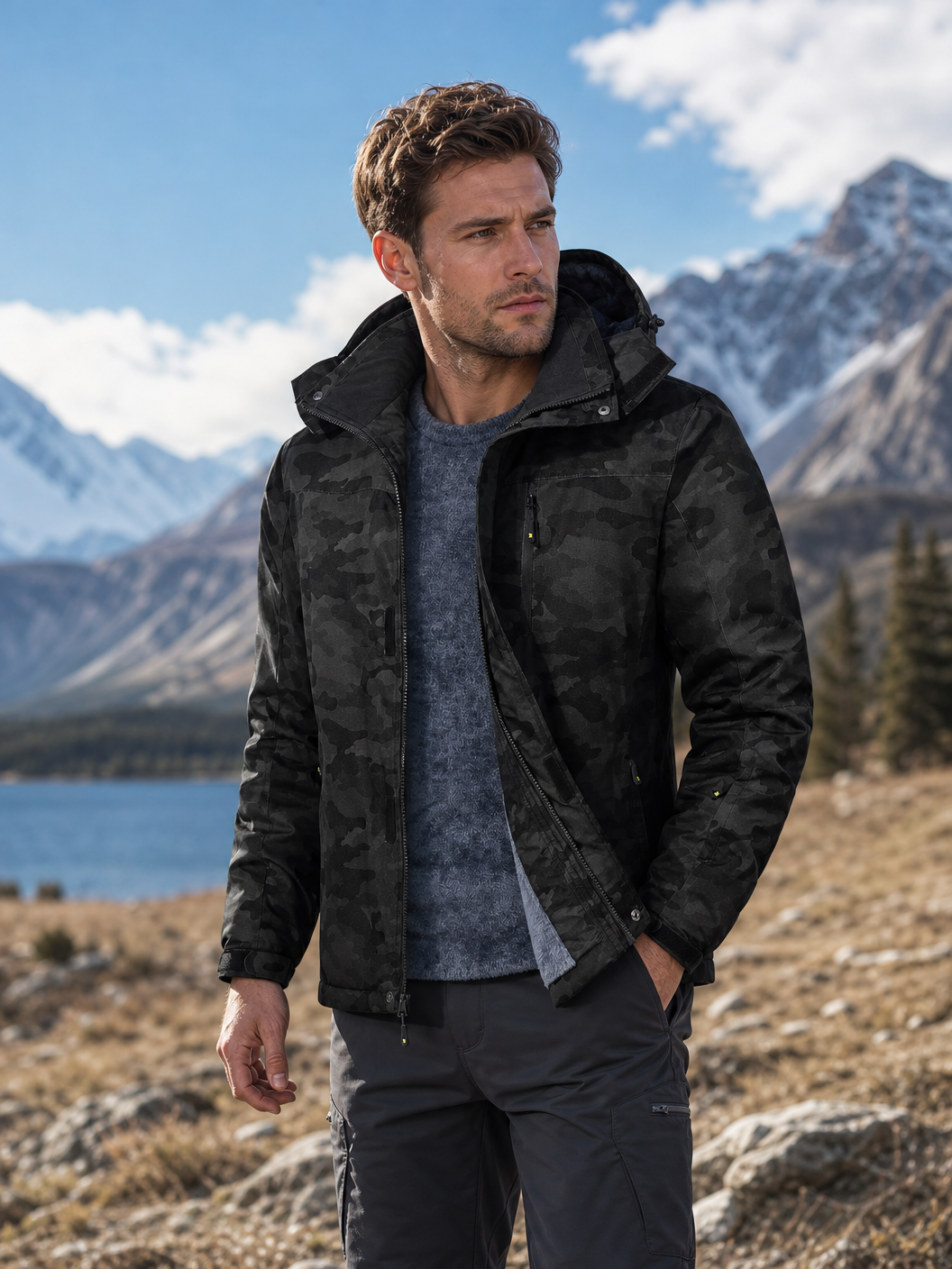 🌸🌸Men’s Winter Ski Snow Jacket Waterproof Windproof Fleece Lined