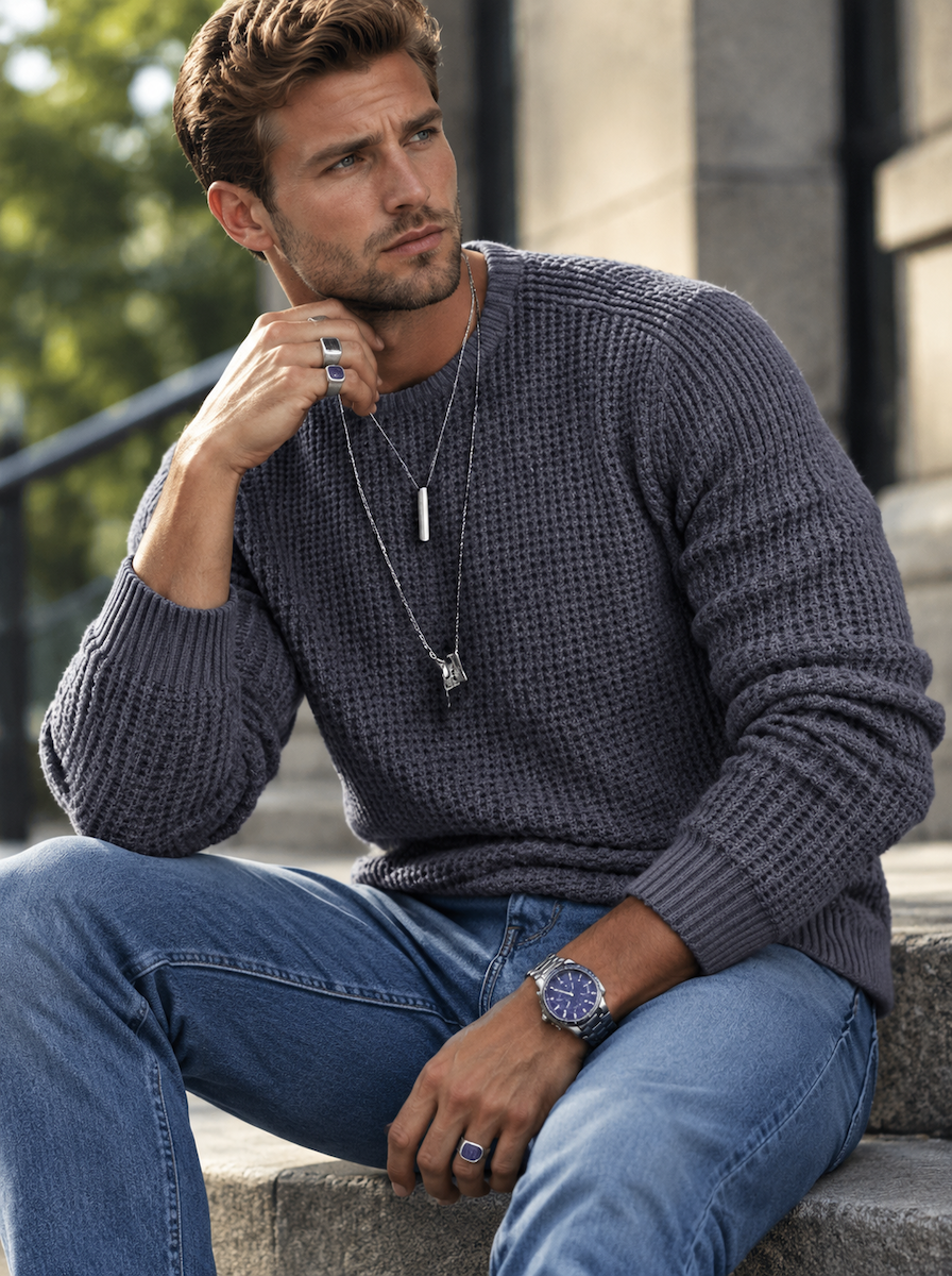 🌸🌸LAST DAY SAVE 49% Men Slim Fit Solid Crew Neck Long Sleeve Sweater✨
