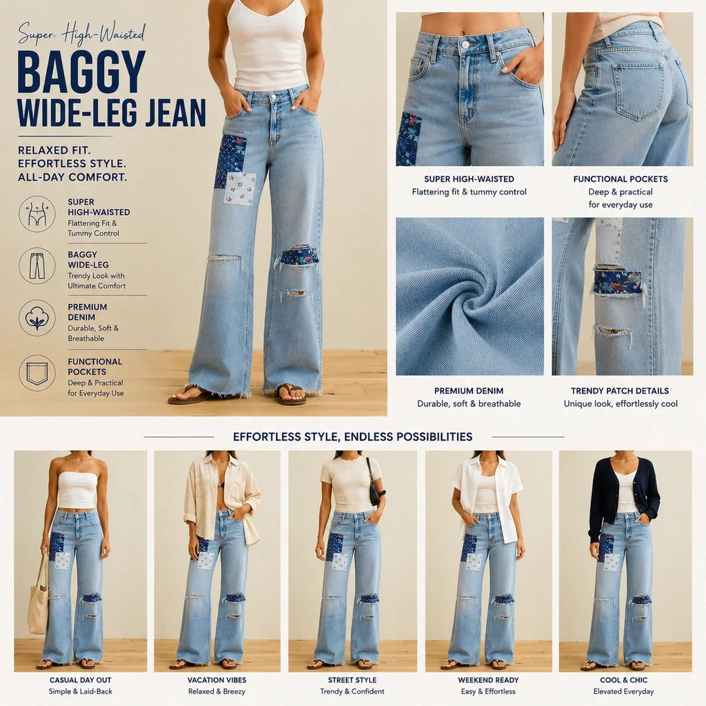 🌿🌿LAST DAY SAVE 49%⌛Super High-Waisted Baggy Wide-Leg Jean