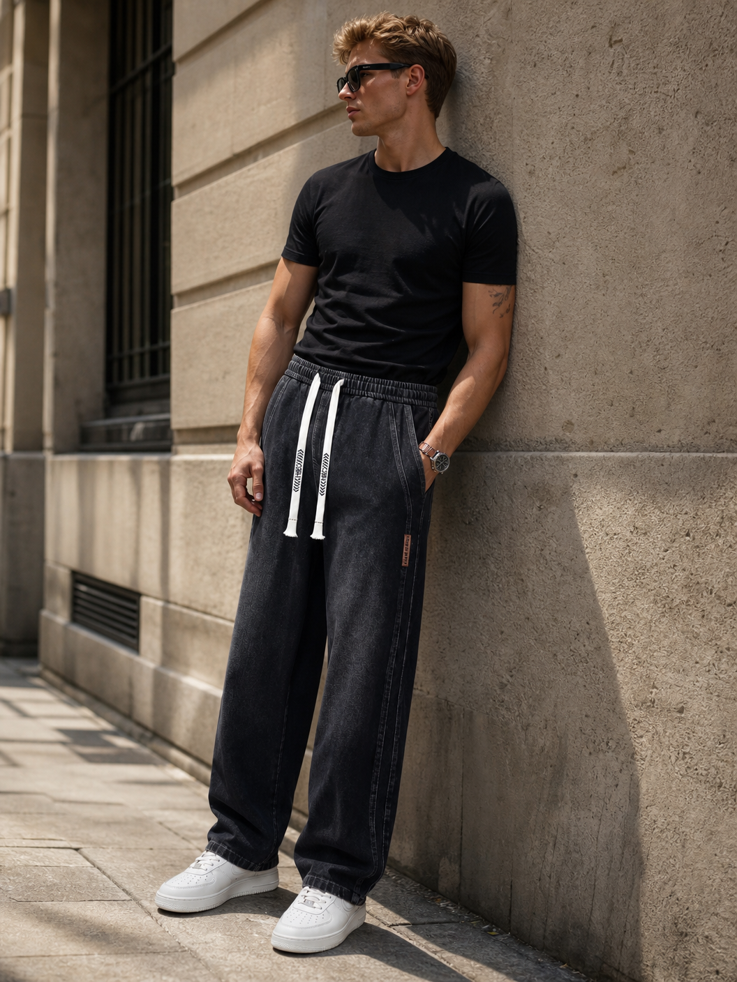 🌸🌸6PCS Bundle $24.63 Special Deal Men's Stretch Cotton Loose Fit Drawstring Waist Jeans, Comfort Pull-On Denim Pants