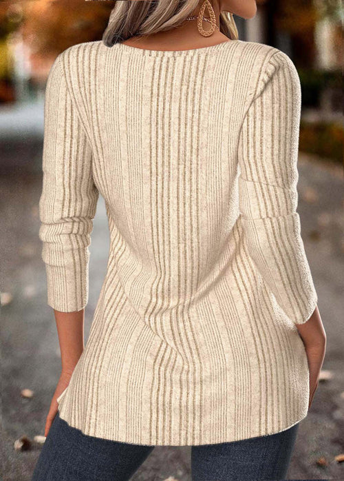 MODLILY®Beige Tummy Coverage Long Sleeve Square Neck T Shirt