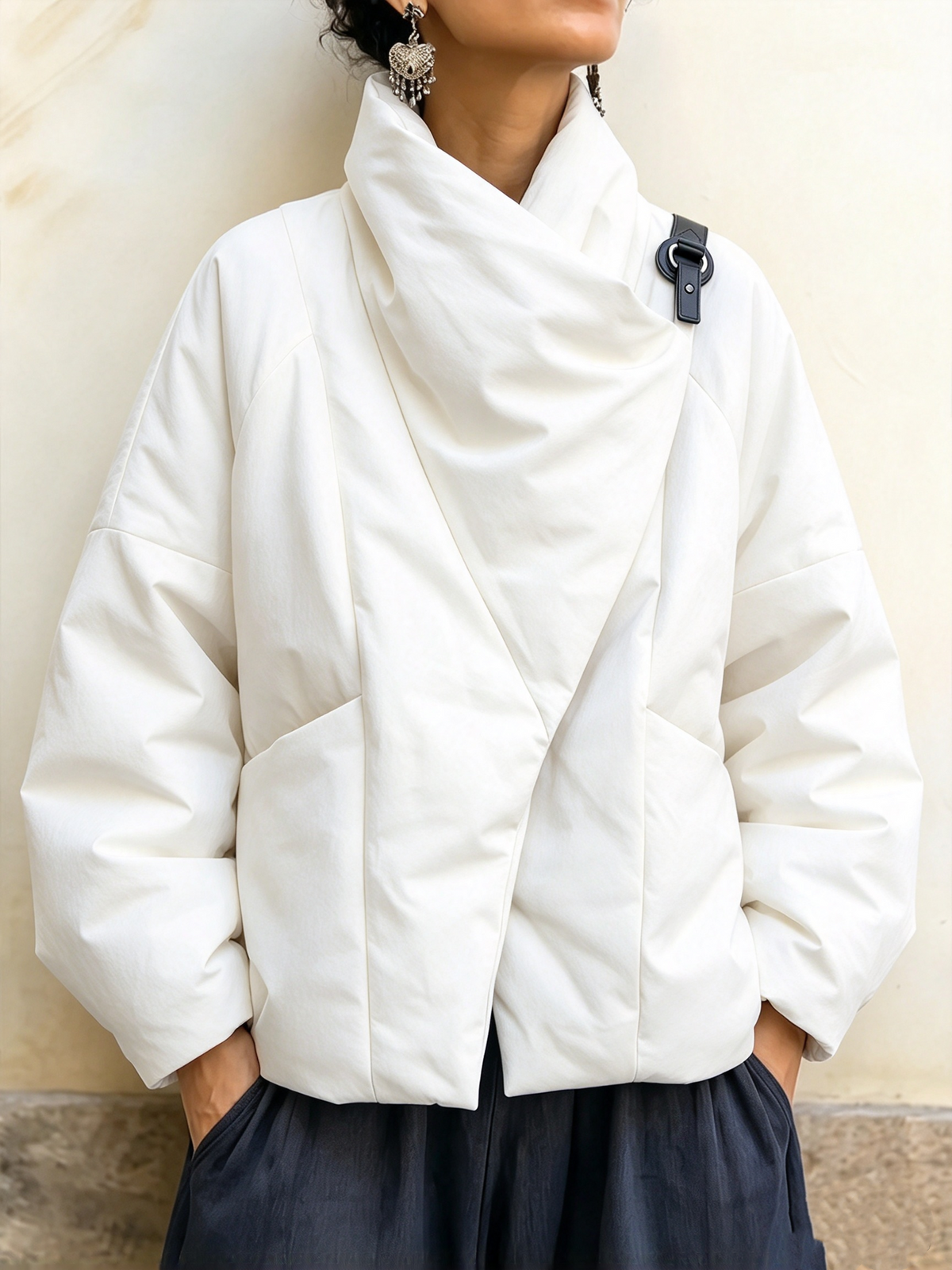 💝💝Contemporary Draped Asymmetric Puffer Jacket