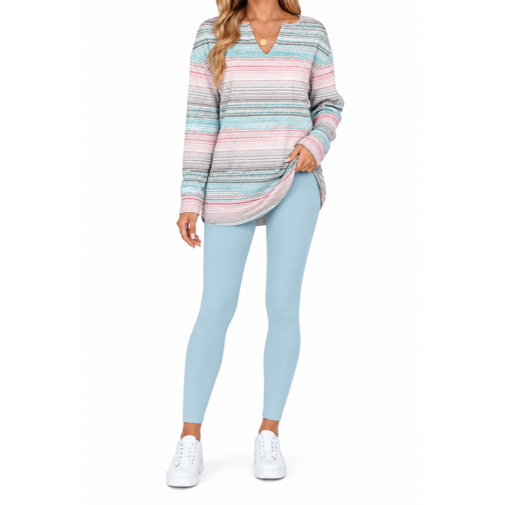 💚Women's 2-Piece Lounge Set – Long Sleeve Top & Plaid Leggings