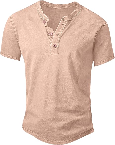 💚Men's Vintage Acid-Wash Henley T-Shirt
