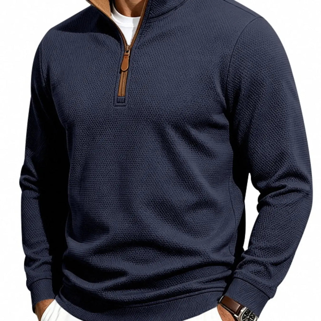 💚Men's Waffle-Knit Polyester Quarter-Zip Pullover Outdoor