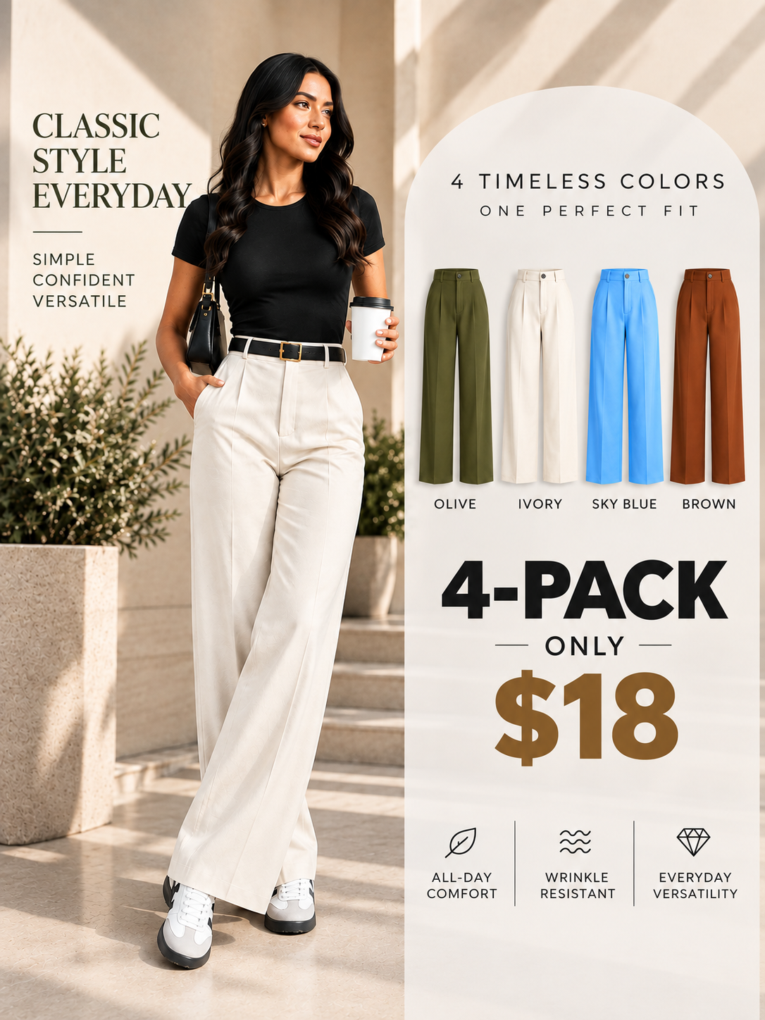 💝💝Women's High Waisted Straight Leg Suit Pants Flowy Drape Casual Office Long Trousers with Slimming Effect for Daily Versatile Wear