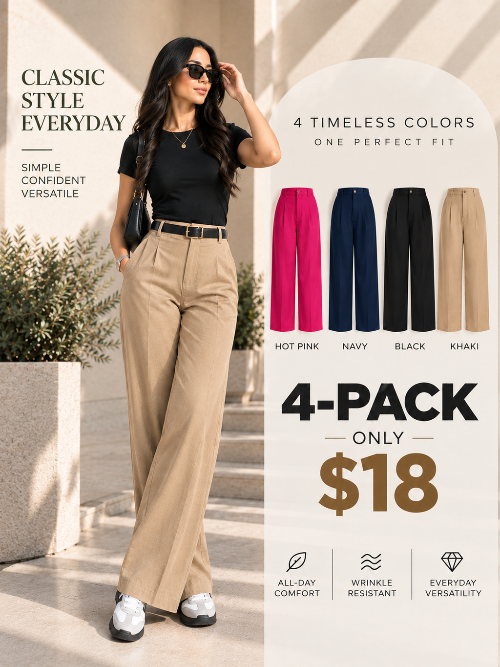 💝💝Women's High Waisted Straight Leg Suit Pants Flowy Drape Casual Office Long Trousers with Slimming Effect for Daily Versatile Wear