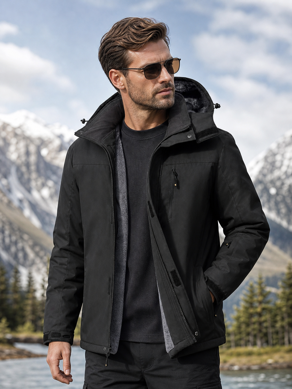 🌸🌸Men’s Winter Ski Snow Jacket Waterproof Windproof Fleece Lined