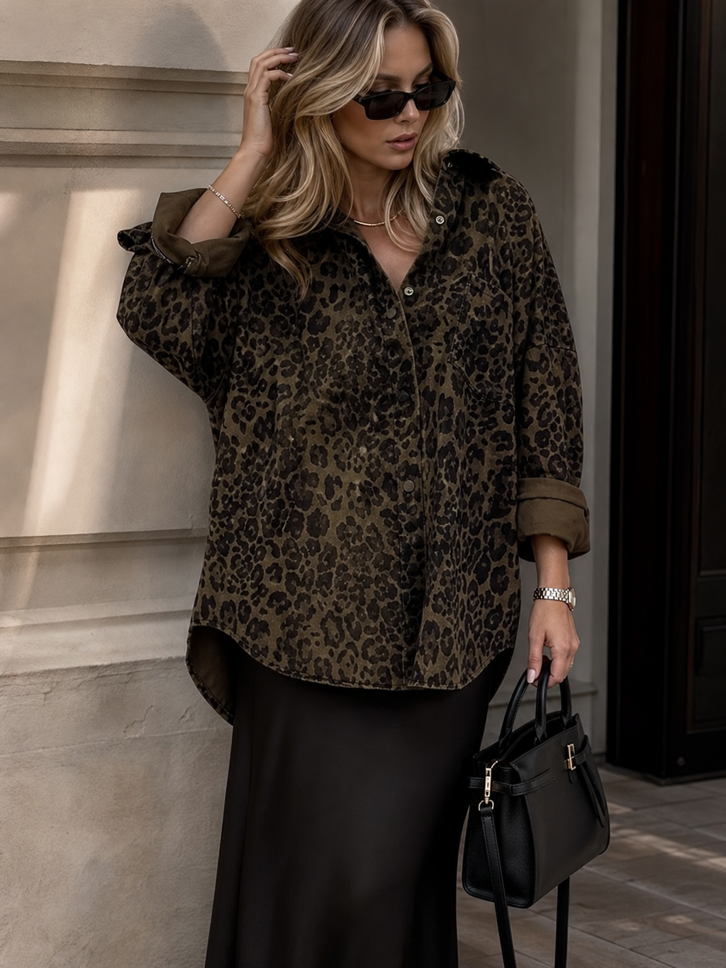 🌸🌸UTCoco Women Cotton Leopard Shacket | Oversized Button Front Shirt Jacket