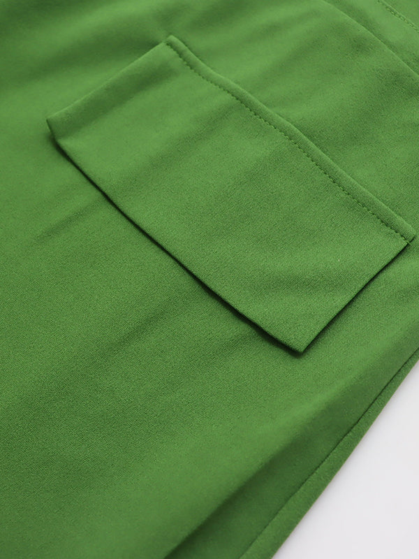 💚Loose Drawstring Solid Color Split-Side V-Neck Maxi Dresses