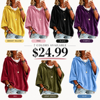 💝💝Women’s 3/4 Sleeves Minimalist Velour Hoodie Top
