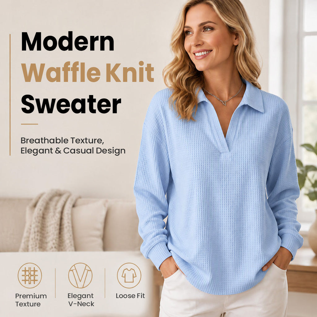 💝💝Women's knitted top with V-neck and long sleeves