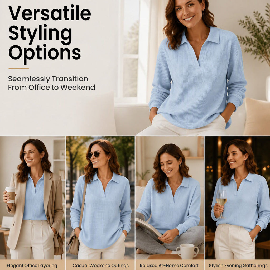 💝💝Women's knitted top with V-neck and long sleeves