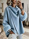💝💝QUEENWAY | Cozy Faux Fur Cuff Asymmetric Wool-Blend Jacket