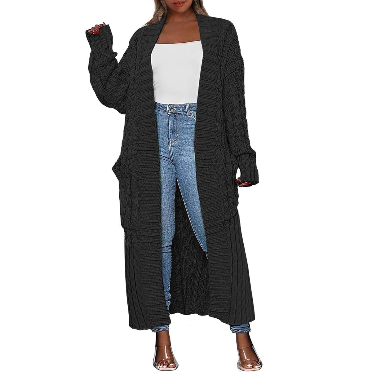💝💝Women's Long Cardigan 2026 Oversized Coat Long Sleeve Open Cardigan Knitted Extra
