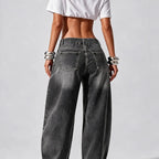 💚Women High Waisted Wide Leg Jeans - Streetwear Denim Trousers for Ladies