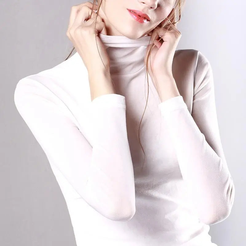 💚Women's 5-Piece Modal Fabric Turtleneck Shirt Set - Slim Fit Long Sleeve Casual Tops