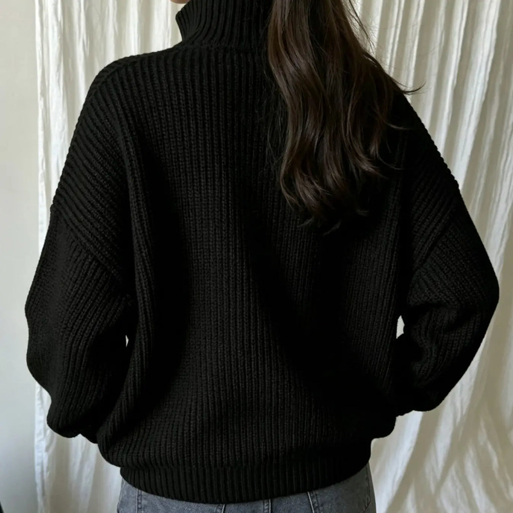 💚Women's Cream Half-Zip Knit Sweater Stand Collar
