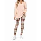 💝💝Women's 2-Piece Lounge Set – Long Sleeve Top & Plaid Leggings