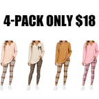 💝💝Women's 2-Piece Lounge Set – Long Sleeve Top & Plaid Leggings