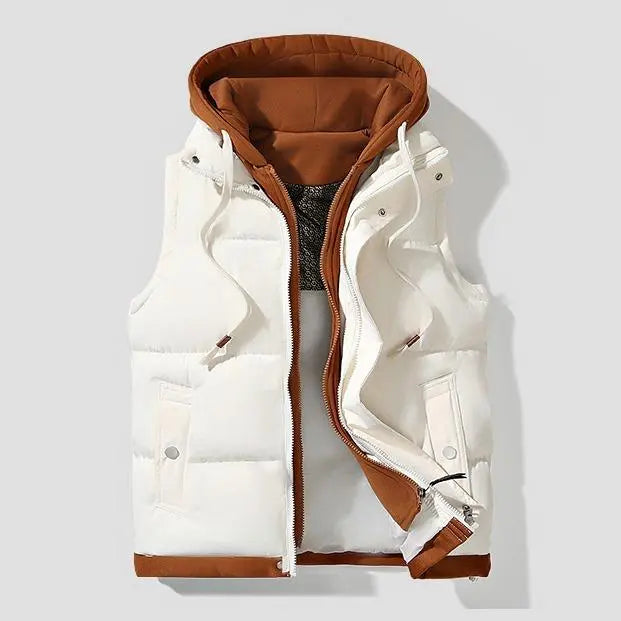 💚Autumn Winter Couple Hooded Warm Vest Fake Two-Piece Polyester