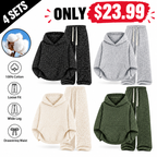 Unisex 100% Cotton 2-Piece All-Over Leopard Print Streetwear Set - Loose-Fit Hoodie & Wide-Leg Pants