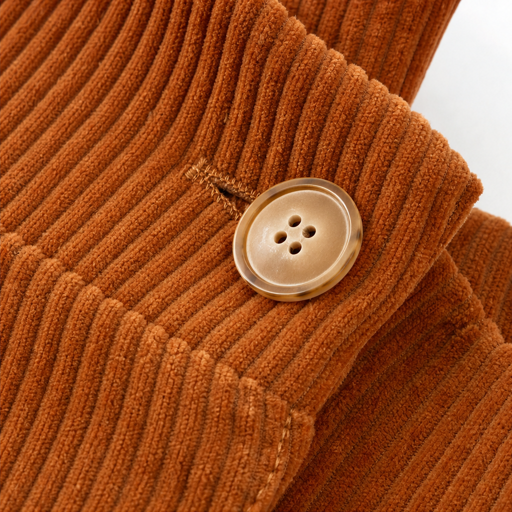 💚Draperie – Asymmetric Button-Wrap Corduroy Top