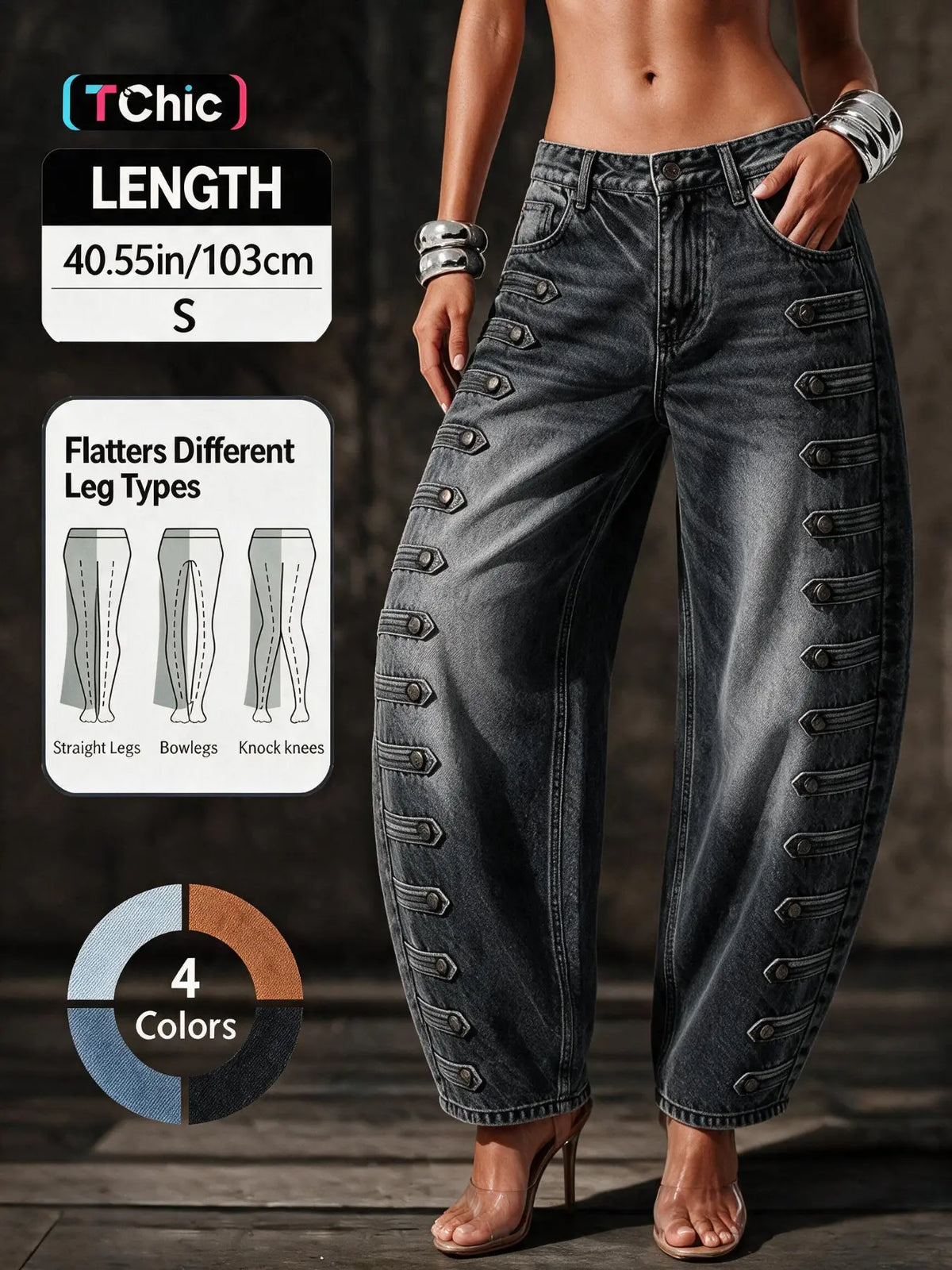 💚Women High Waisted Wide Leg Jeans - Streetwear Denim Trousers for Ladies