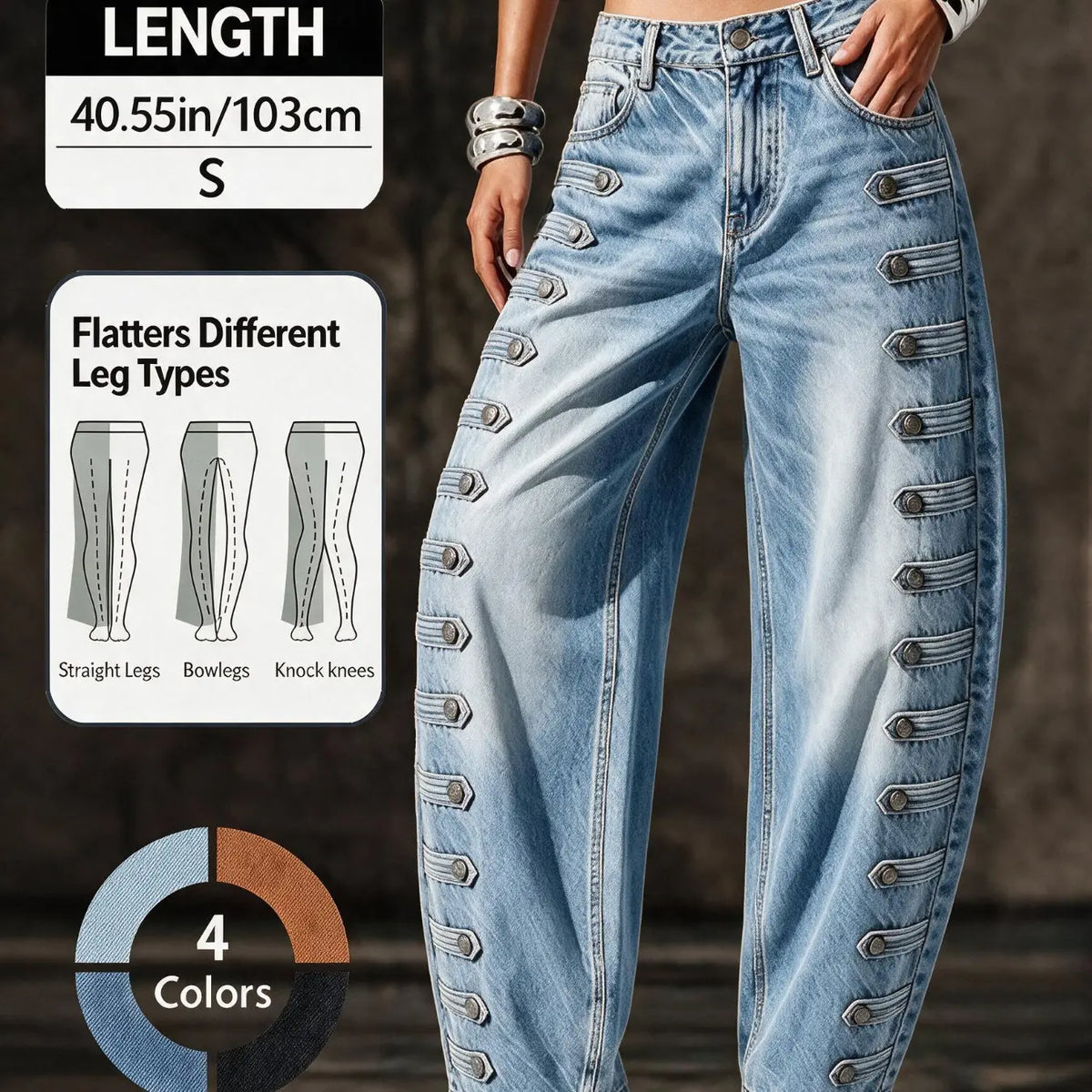 💚Women High Waisted Wide Leg Jeans - Streetwear Denim Trousers for Ladies