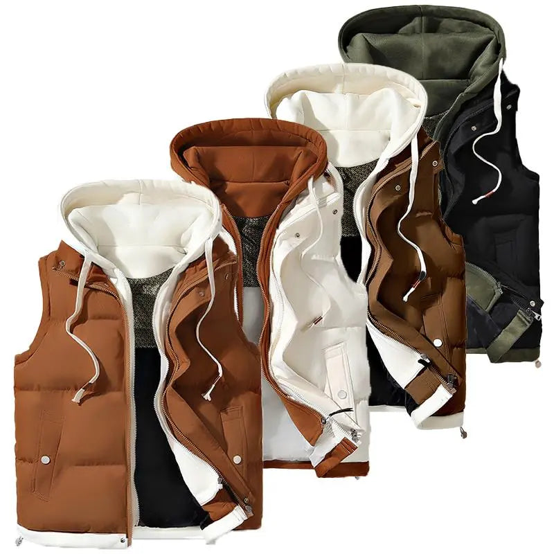 💚Autumn Winter Couple Hooded Warm Vest Fake Two-Piece Polyester