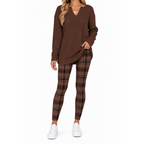 💝💝Women's 2-Piece Lounge Set – Long Sleeve Top & Plaid Leggings