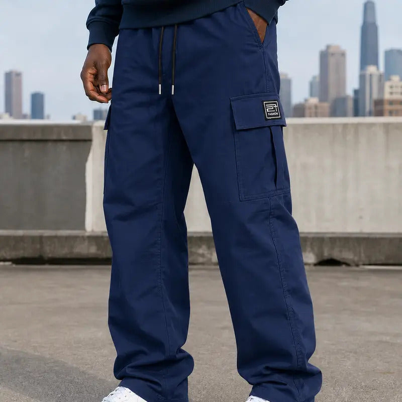 💝💝 BLACK FRIDAY SALE 🔥Men's cargo pants, solid-color casual loose-fit cargo trousers.