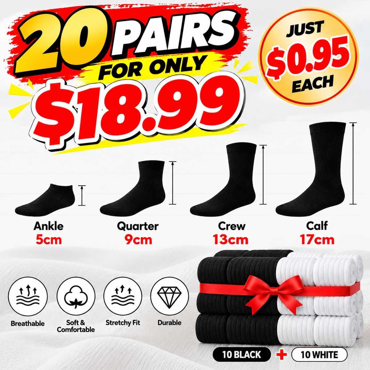 🧦Unisex Cotton Socks – Comfortable Everyday & Athletic Socks