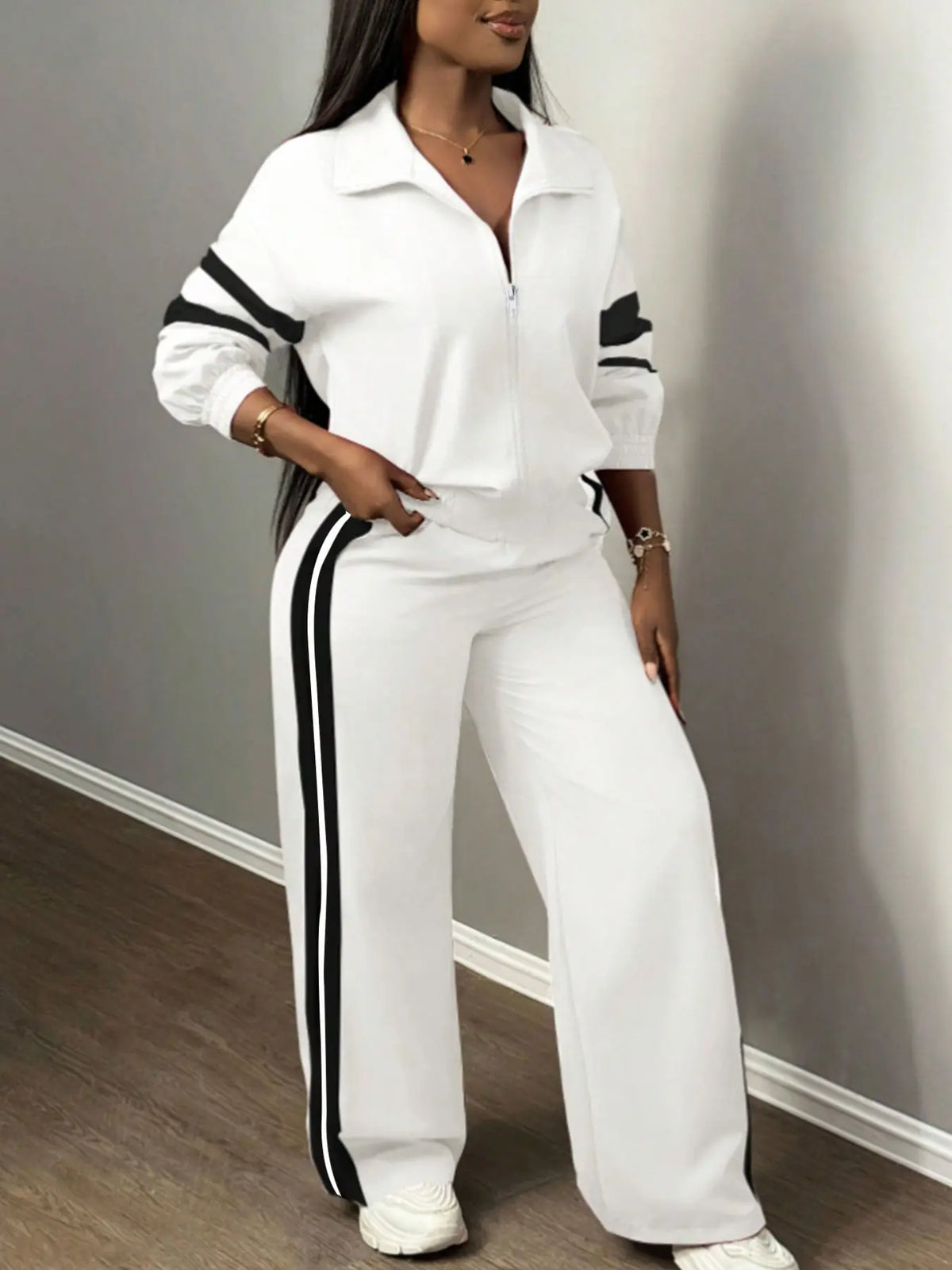 💚Women’s Two-Piece Sporty Set—Green Zipper Jacket M