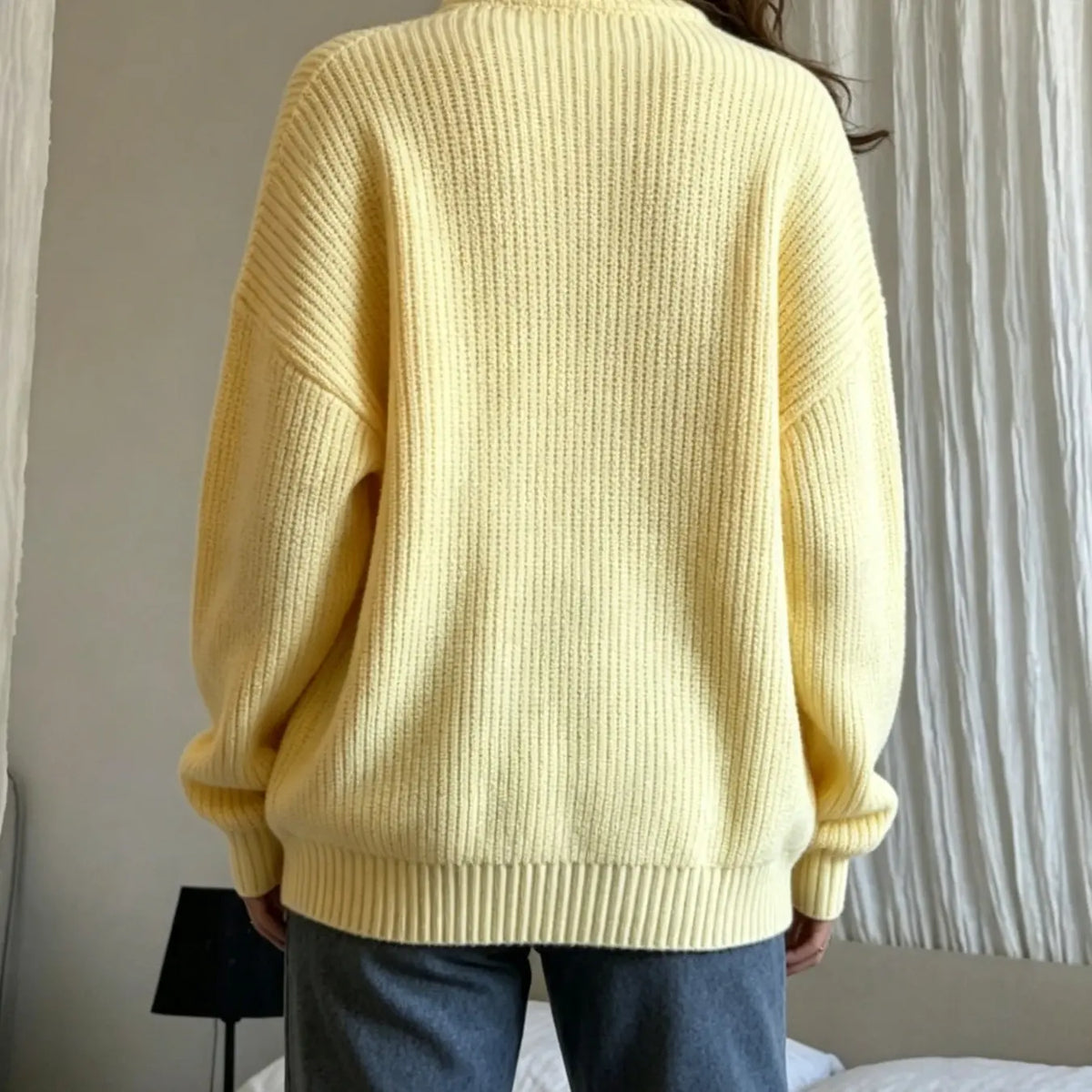 💚Women's Cream Half-Zip Knit Sweater Stand Collar