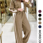 💚Casual Women's Two-Piece Set with High Waist Pants and Short Zipper Jacket, Polyester, Multiple Colors