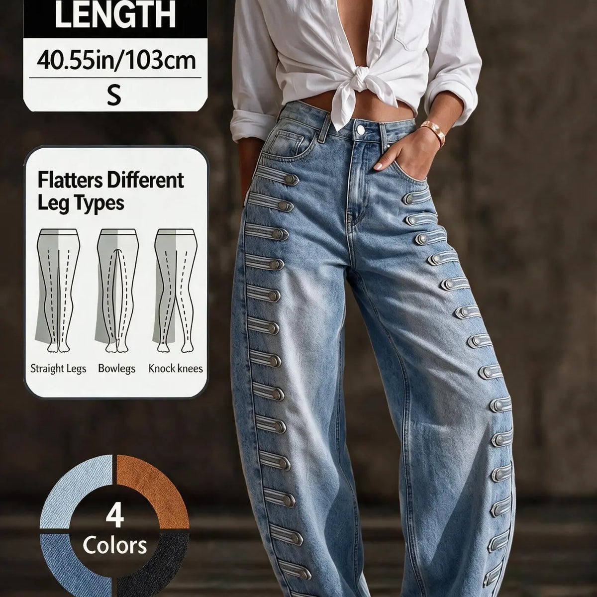 💚Women High Waisted Wide Leg Jeans - Streetwear Denim Trousers for Ladies