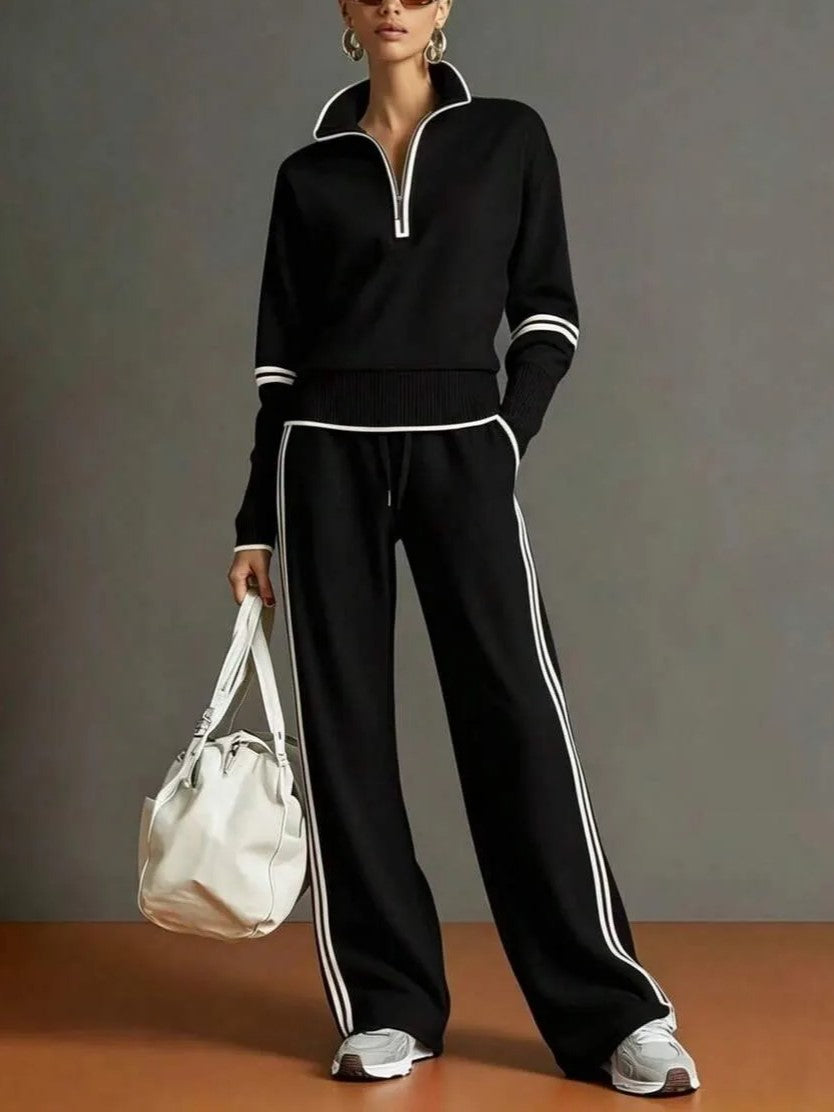 🌿🌿LAST DAY SAVE 49%🔥Women's Sporty Striped Quarter-Zip Lounge Set