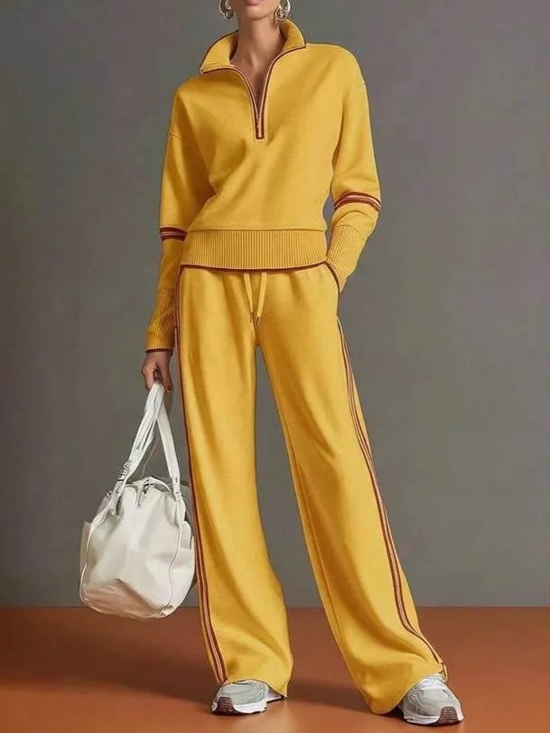 🌿🌿LAST DAY SAVE 49%🔥Women's Sporty Striped Quarter-Zip Lounge Set