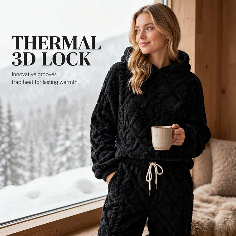 💝💝Textured Fleece-Look Hoodie And Pants Set