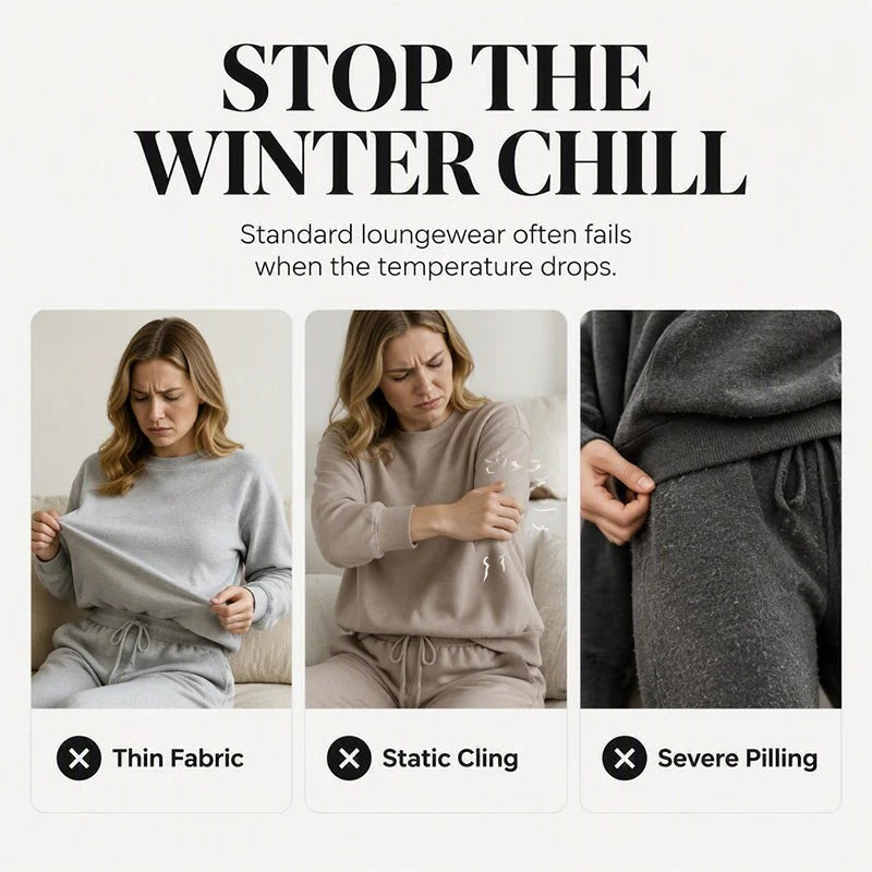 💝💝Textured Fleece-Look Hoodie And Pants Set