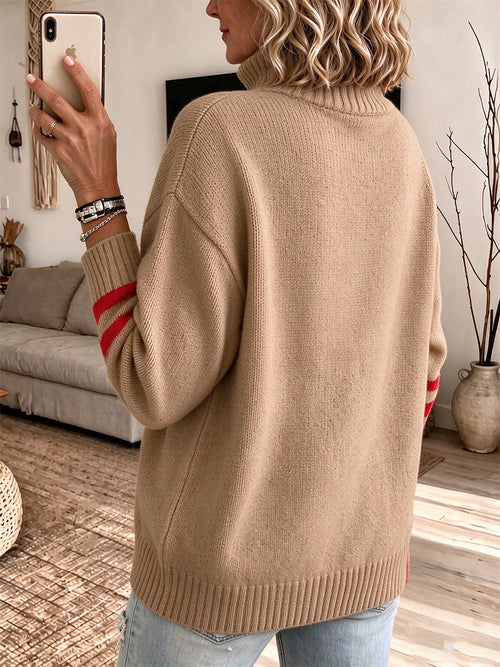 Cozy Striped High-Neck Knit Pullover