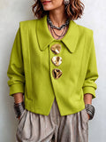 Chic Sculptural Gold-Buttoned Tailored Jacket