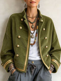 🌿🌿LAST DAY SAVE 49%🔥Casual Chic Retro Corduroy Military Cropped Jacket
