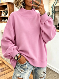 💝💝Cozy Pink High-neck Oversized Sweatshirt