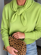 Casual Vibrant Lime Green Sweater Scarf Set