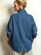 🌿🌿LAST DAY SAVE 49%🔥Chic Oversized Asymmetrical Denim Shirt