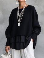 💝💝Chic Layered-Look Ribbed Knit Pullover